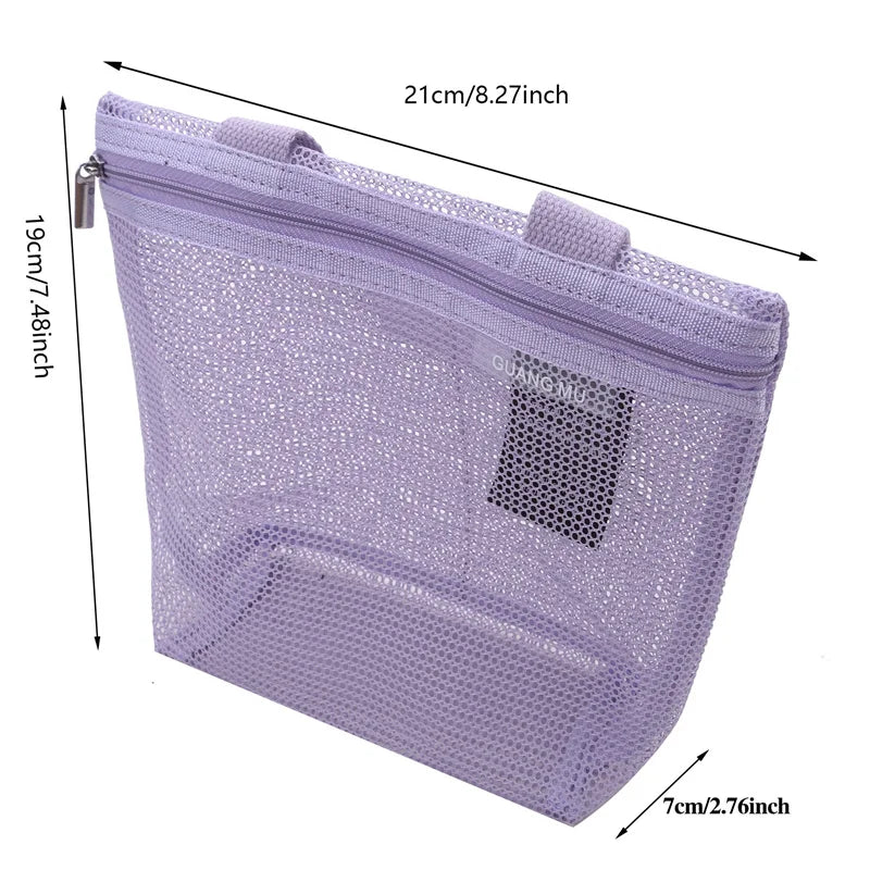 Mesh Makeup Toiletry Storage Bags Handbags Portable Travel Washing Body Shower Tools Organizer Hanging Cosmetic Organizer Pouch - Smarsty
