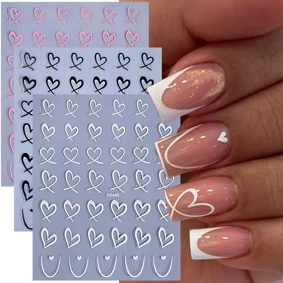 Valentine's Day Nail Art Stickers 3D Heart Designs - Smarsty