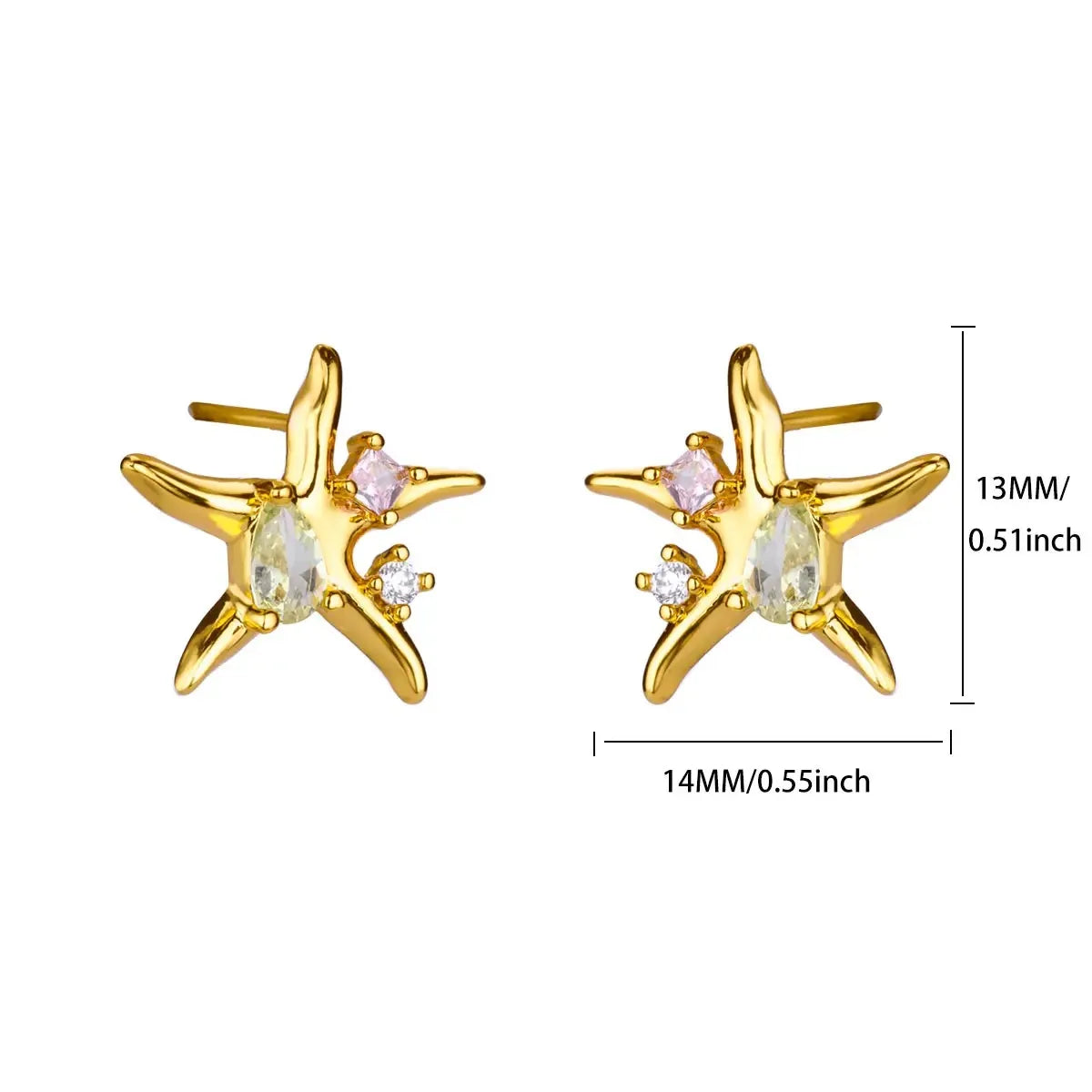 Vintage Starfish Stainless Steel Stud Earrings Lightweight - Smarsty