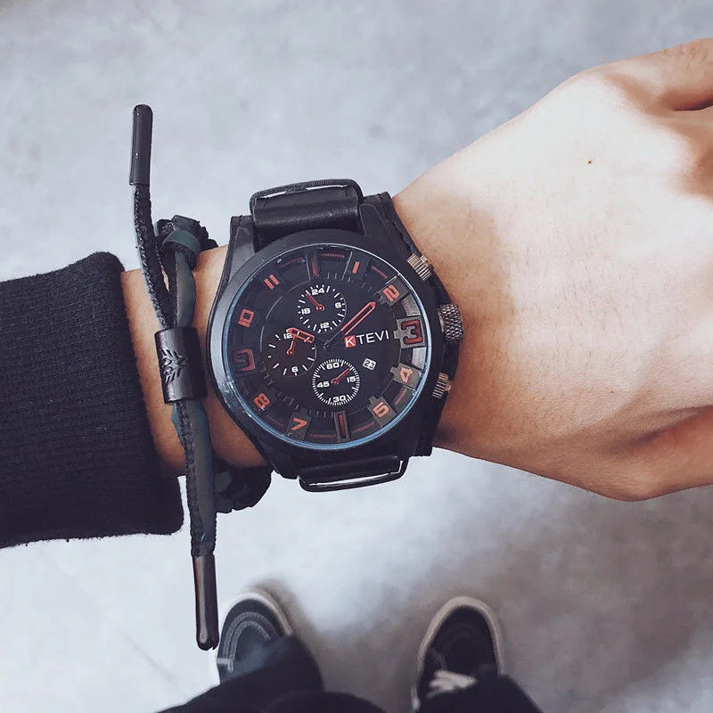 Retro Men's Luxury Quartz Watch with Leather Strap - Smarsty