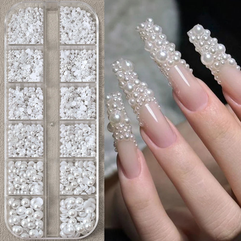 Half Round Pearl Beads for Stunning Nail Art - Smarsty