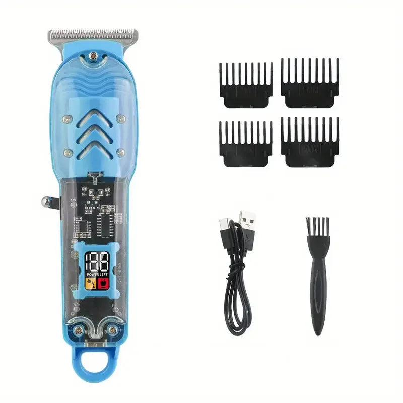 Professional Hair Clippers Rechargeable Hair Clipper Transparent Electric Hair Trimmers For Men Cordless Hair Cut Machine