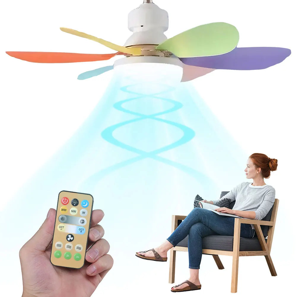 Screw in Ceiling Fan in Light Socket with Remote Ceiling Fan with Light for Bedroom Kitchen Living Room
