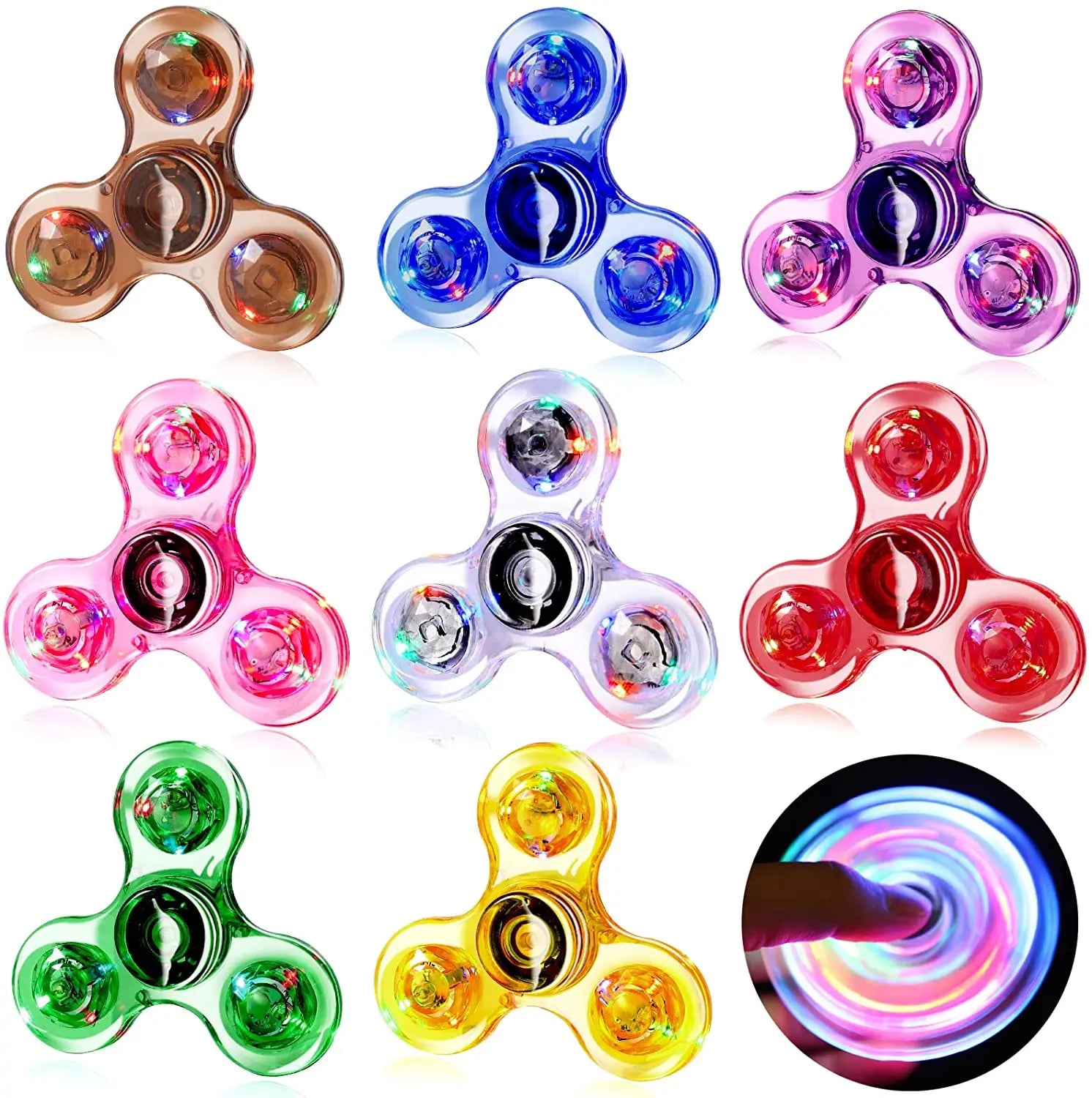 Crystal Luminous LED light Fidget Spinner Hand Top Spinners Glow in Dark EDC Stress Relief Toys Kinetic Gyroscope for Children by Smarsty