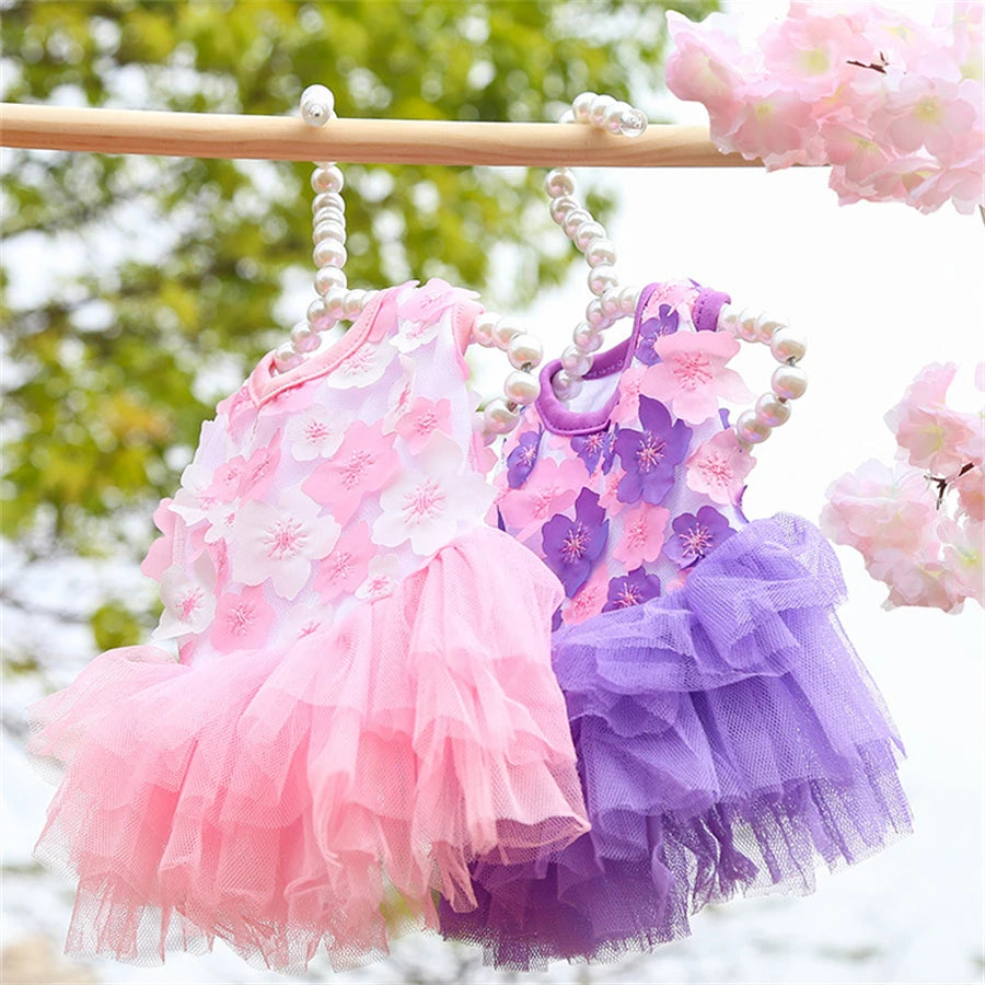 Floral Dog Dress for Small Breeds Breathable Pet Apparel - Smarsty