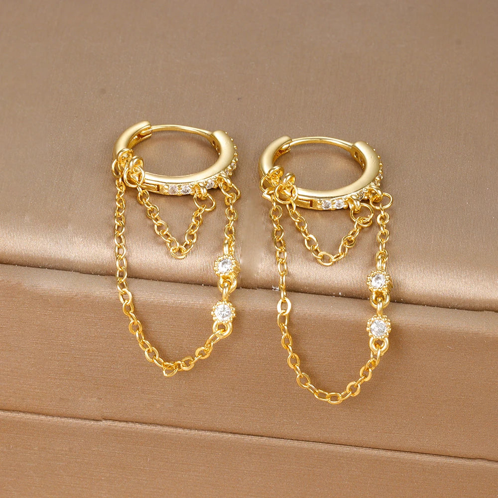 Trendy Long Tassel Drop Earrings for Women in Stainless Steel - Smarsty