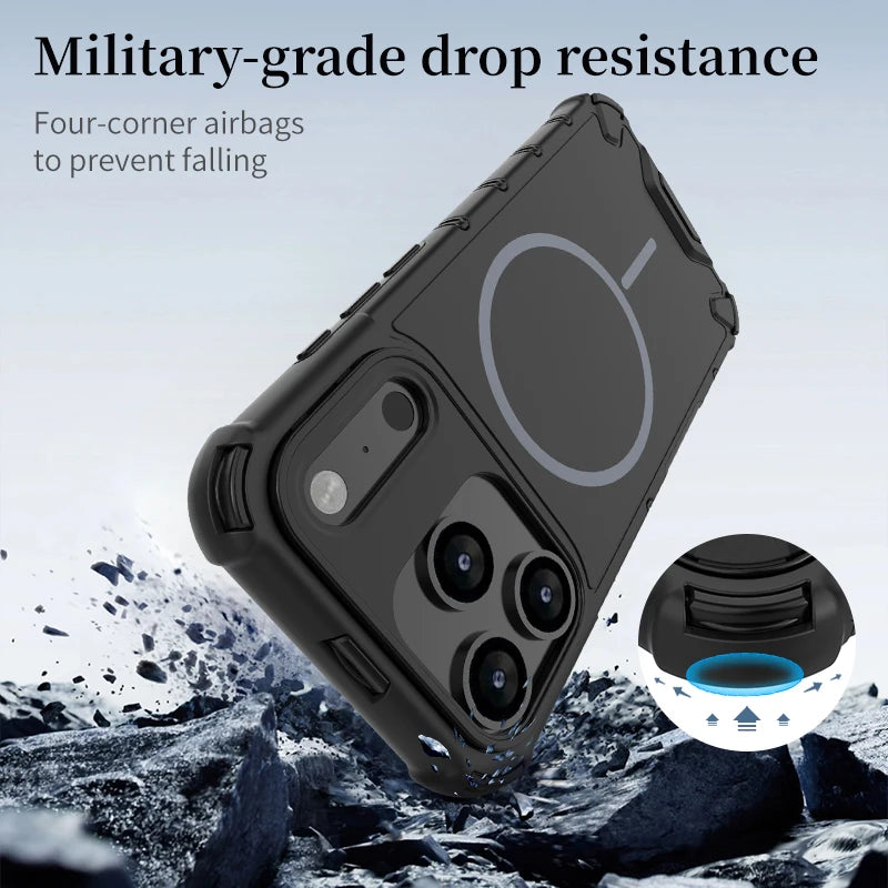 Airbag Anti Fall Magnetic Wireless Charging Phone Case for IPhone 17 Air 17 16 11 13 Pro Max 15 14 Plus for Magsafe Matte Cover