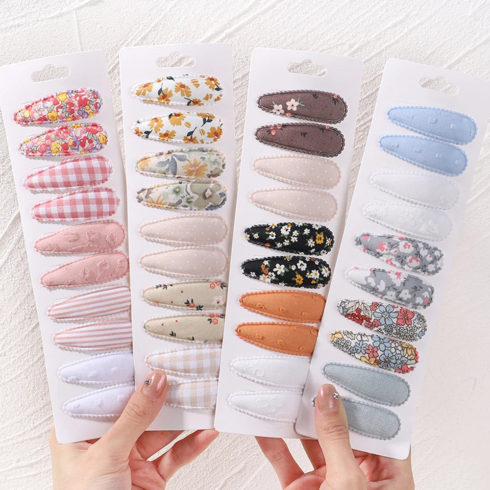 10 Pcs Cotton Alloy Hair Clips for Kids - Smarsty