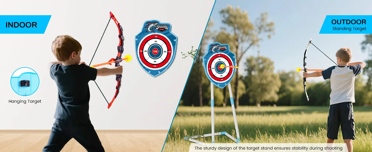 VATOS Night-Light Bow Arrow Guns Toy For Kids Archery Stand Target Board Indoor Outdoor Game Toys Boys Girls Christmas Gift