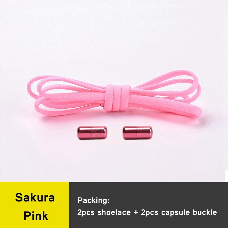 21 Colors No Tie Shoelaces Round Color Metal Lock Elastic Shoelace General For Children And Adults Sneakers Lazy Laces Unisex - Smarsty
