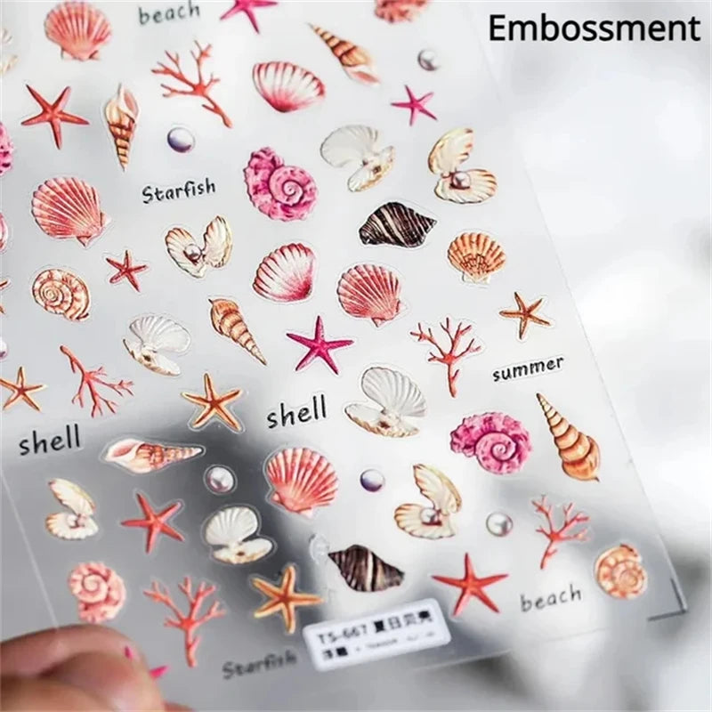Summer Beach Nail Art Stickers with Ocean Designs - Smarsty