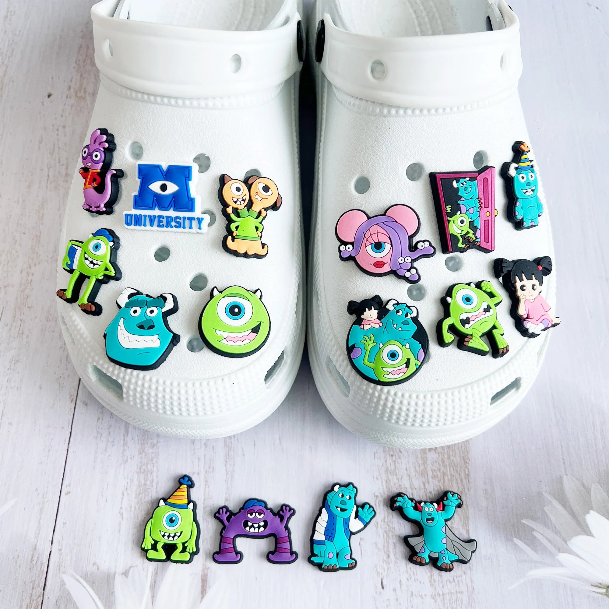 Miniso 1-16 Mini Monsters University James PVC Shoes Clown Nail hole Slippers Decorative Sandals Shoe Accessories