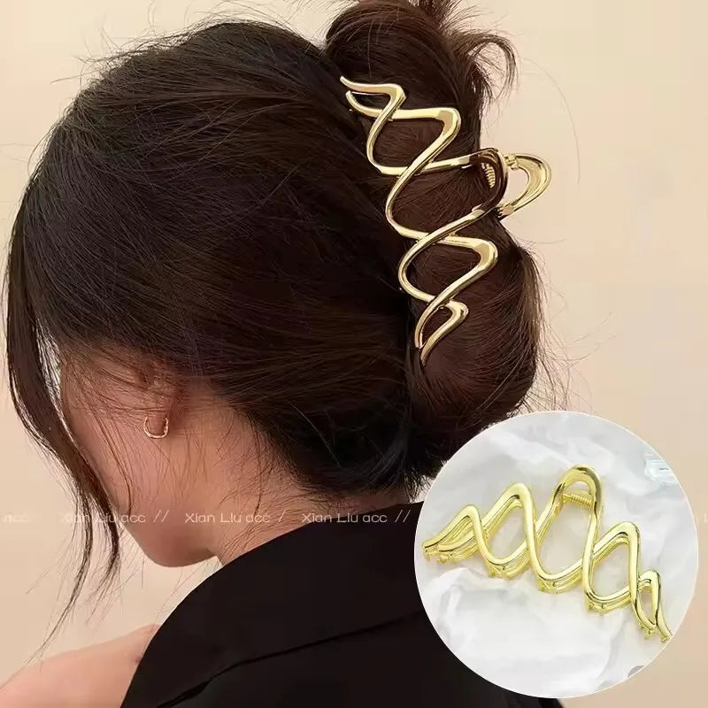 Korean Geometric Metal Hair Clip Durable Alloy Claw - Smarsty