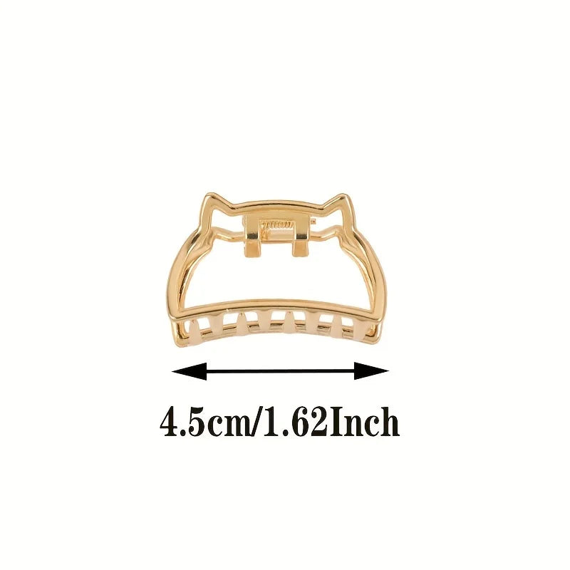 Gold Hollow Heart Mini Hair Claw Non Slip Grip Barrette - Smarsty