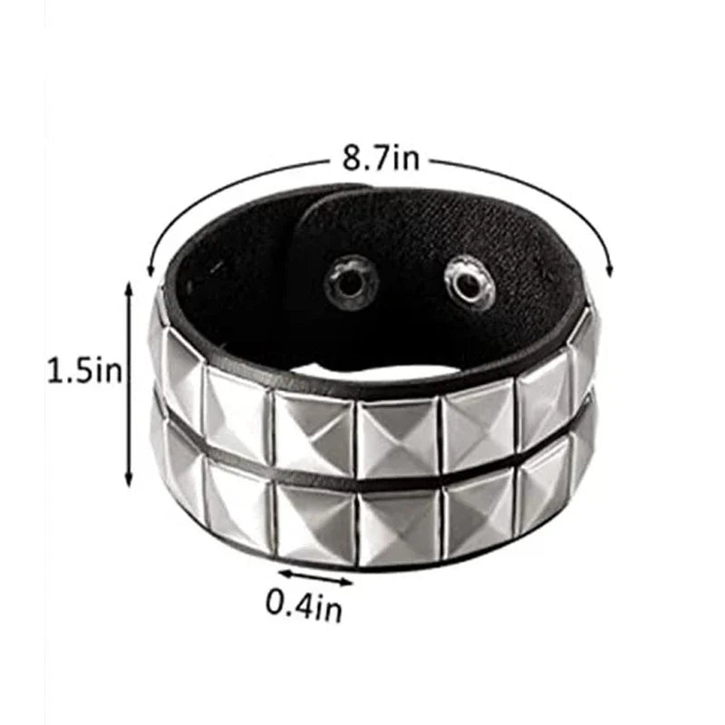 Punk Leather Bracelet with Metal Rivets for Men and Women - Smarsty