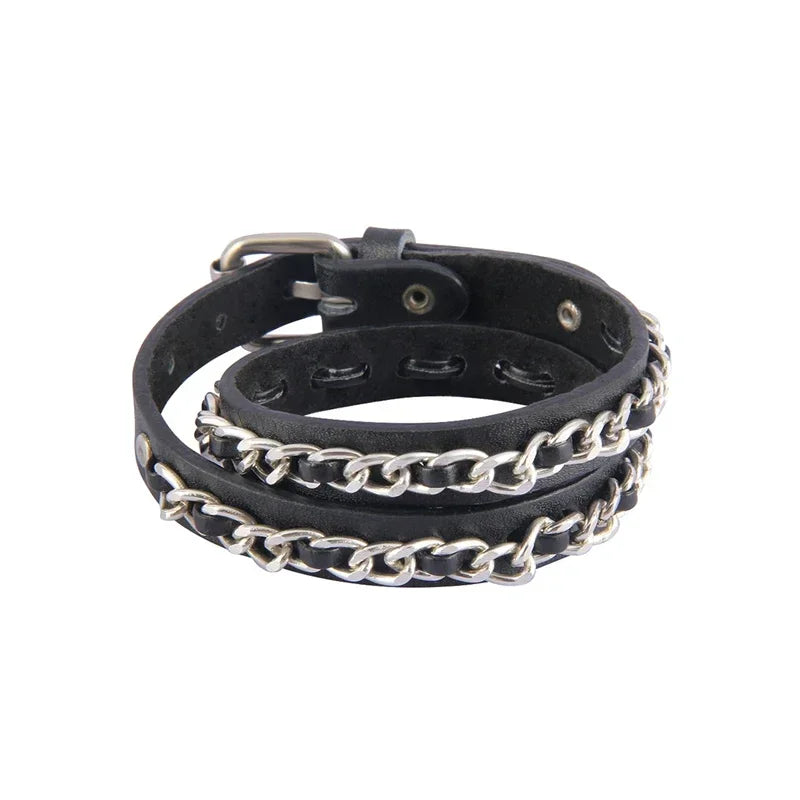 Punk Hip Hop Leather Skull Bracelet for Unisex Fashion - Smarsty