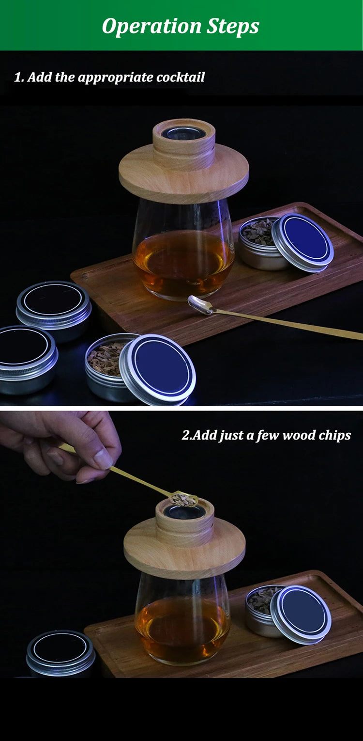 Wooden Cocktail Smoker Kit for Whiskey and Tequila - Smarsty