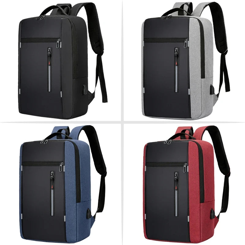 Men's Waterproof Oxford Laptop Backpack 15.6 Inch with USB Charging Port High Capacity Business Travel School Bag - Smarsty