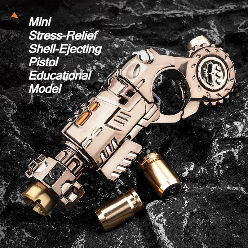 Shell-Ejecting Alloy Toy Pistol Set Stress Relief Fidget Sensory Toy Mini Finger Spinning Top EDC Desk Gadget Gift for Teen Boys - Smarsty