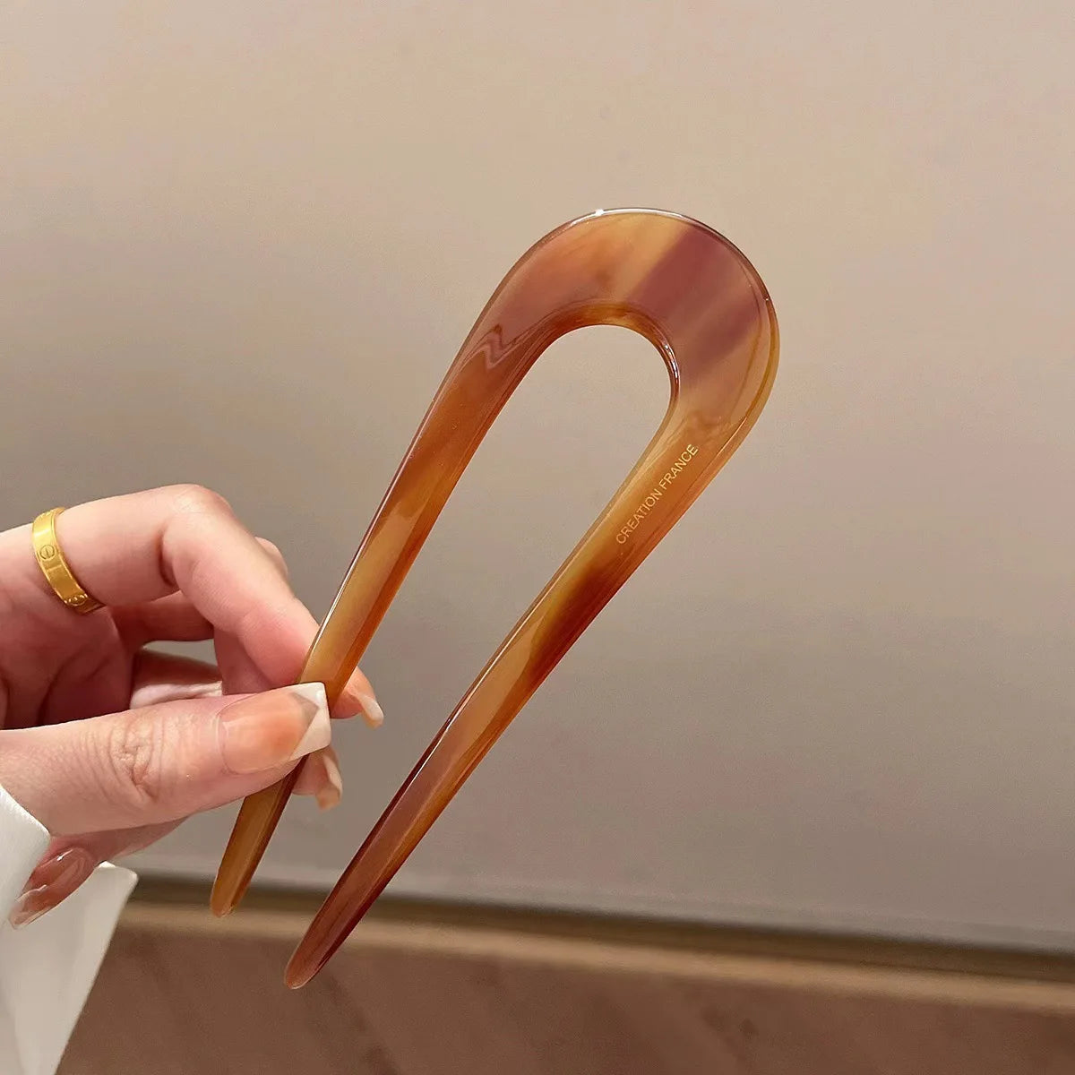 Elegant U-Shaped Hairpin with Mineral Pattern for Women - Smarsty