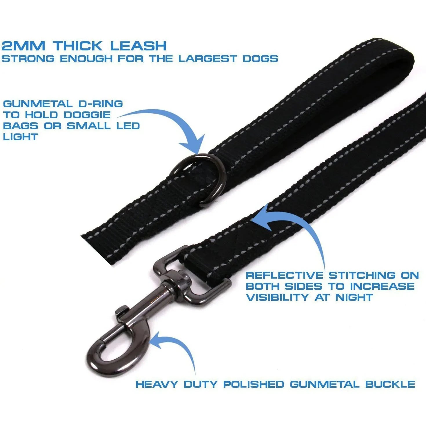 Heavy Duty Dog Leash with Dual Handles for Control - Smarsty