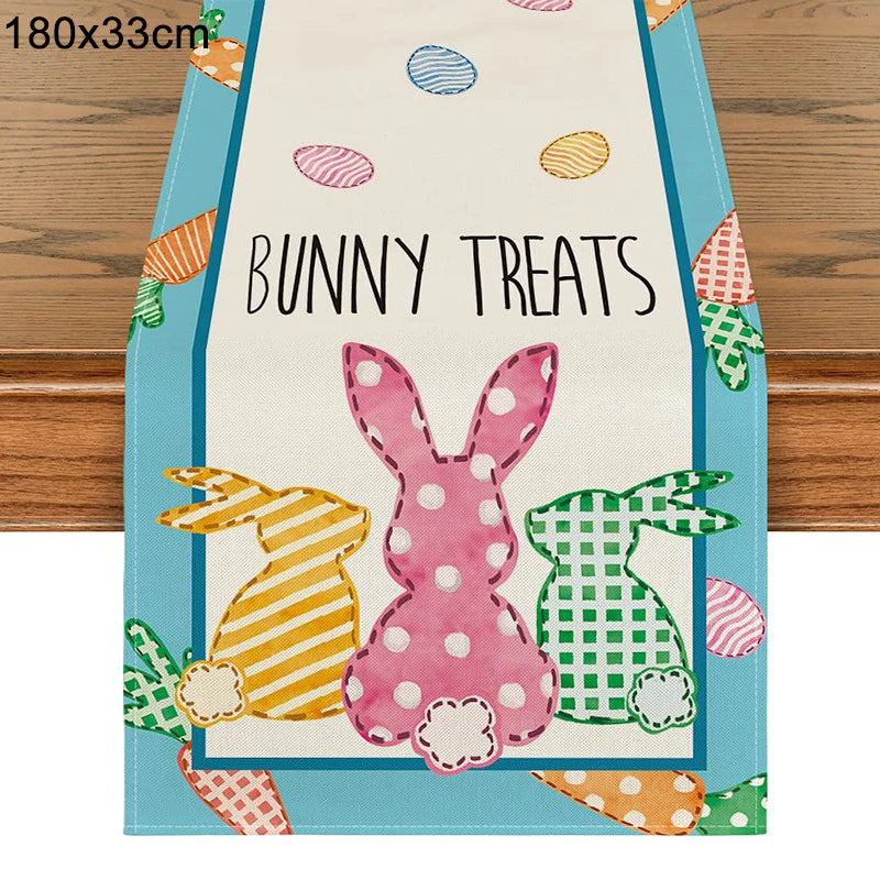 Linen Easter Rabbit Table Runner for Spring Decor - Smarsty
