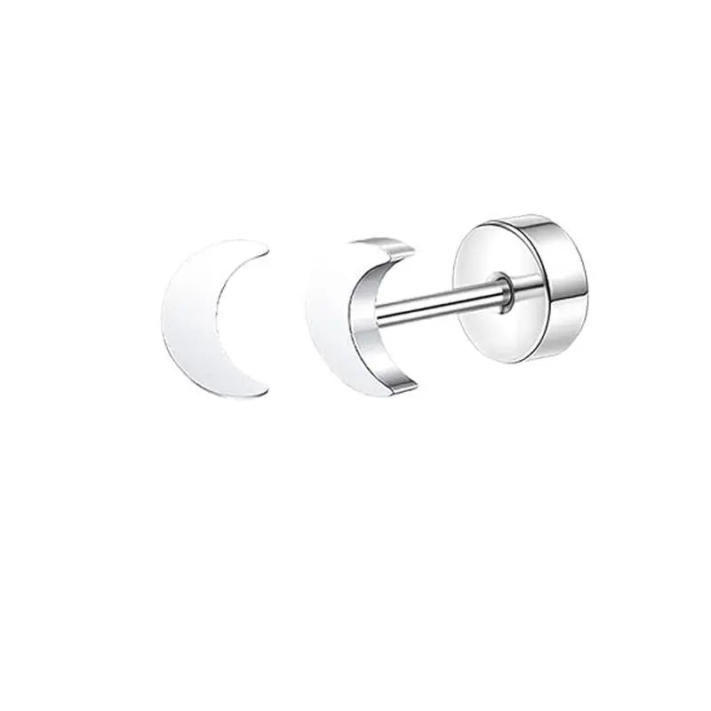 Stainless Steel Heart Moon Ear Studs Screw Back Cartilage - Smarsty
