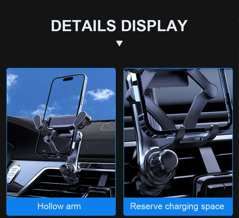 BLALION Car Phone Holder Gravity GPS Support 360 Degree Rotatable Anti Shaking Car Air Vent Mount For IPhone Pro Xiaomi Samsung - Smarsty