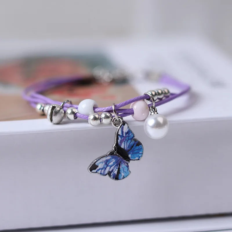 Handmade Boho Leather Charm Bracelet Adjustable Unisex - Smarsty