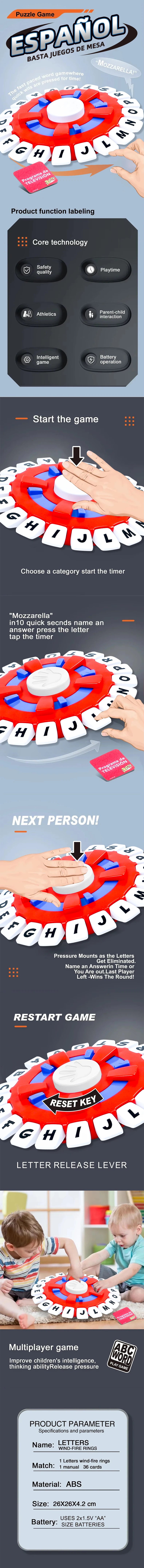 Spanish Basta Game Fast-paced Family Gathering Letter Toys For Adults Children Letters Learning Lengua española Juegos De Mesas - Smarsty