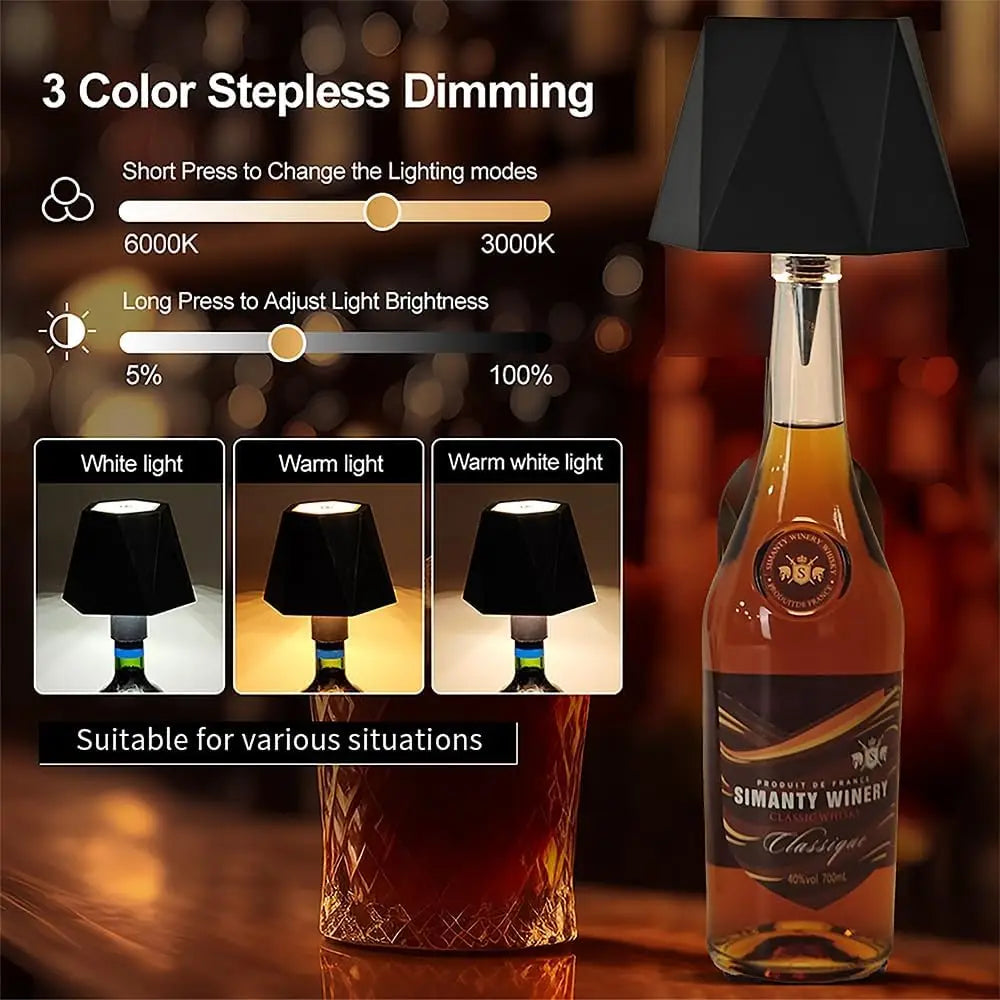 Wireless Touch Control Bottle Lamp with Dimmable Colors - Smarsty