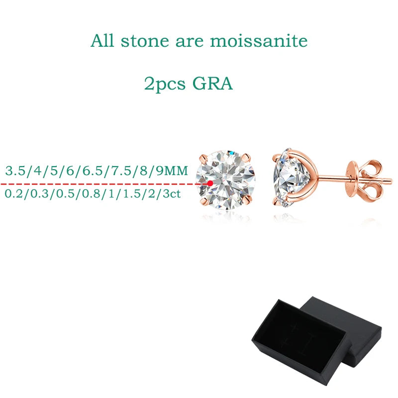 Moissanite Stud Earrings Rose Gold 925 Silver Sparkle - Smarsty