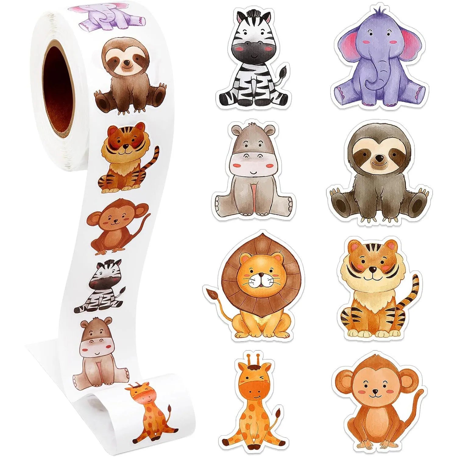 500Pcs/Roll Heterotypic Grassland Animals Stickers 2.5cm/1.0'' Graffiti Game Art Labels Learning Rewards, Adorn Gifts - Smarsty