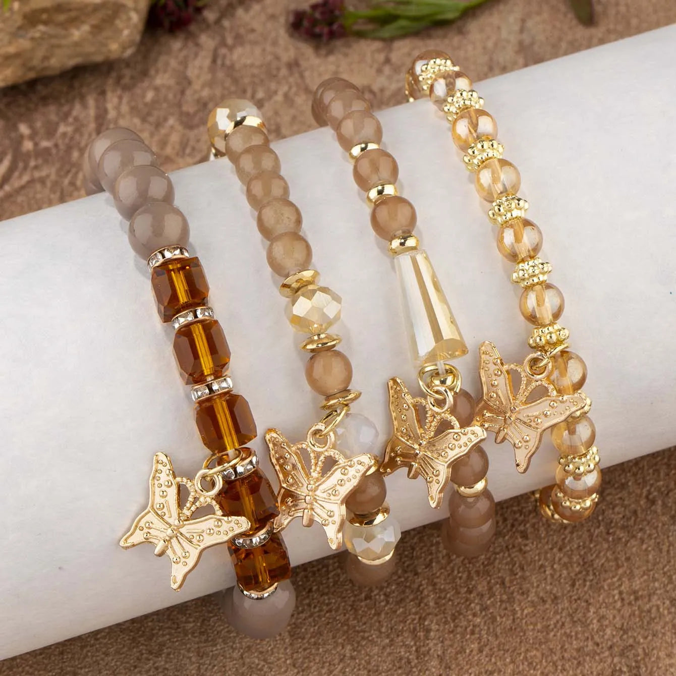 Trendy Butterfly Beaded Bracelet Set for Women - Smarsty