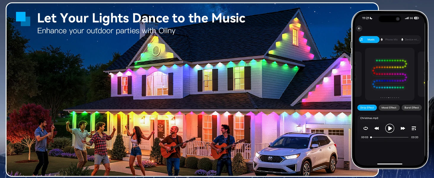 150ft 100ft 50ft Permanent Outdoor Lights Smart RGBIC Outdoor Lights with 75 Scene Modes String Lights with 90 LEDs for Garden