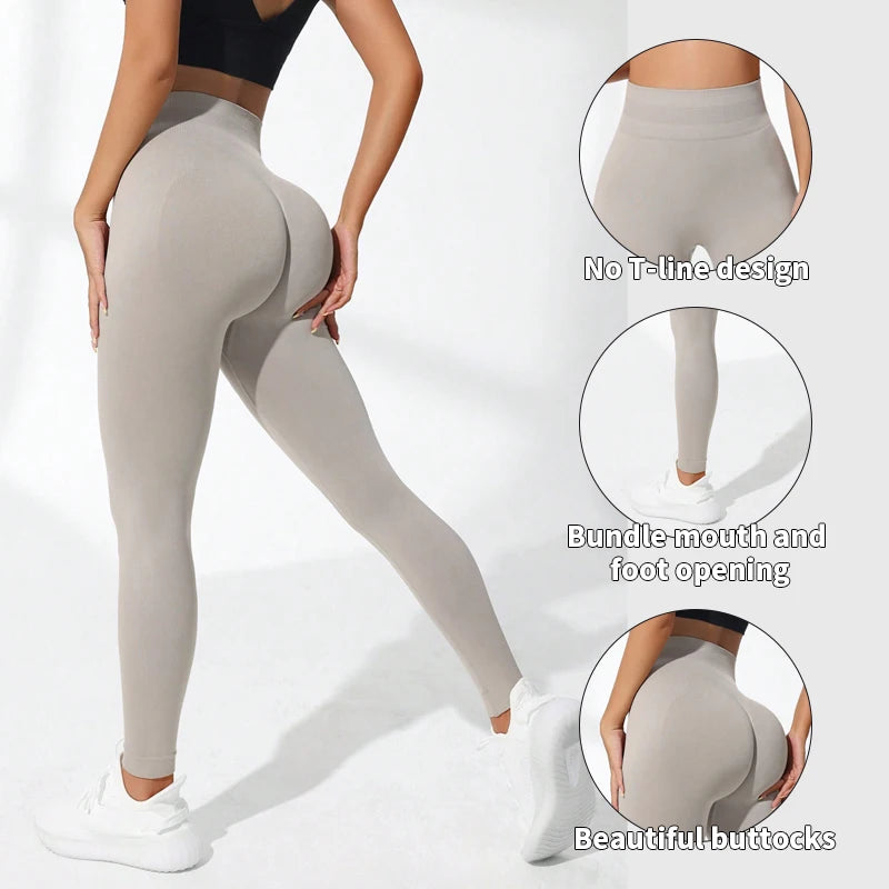 Women's High Waist Yoga Leggings Seamless High Stretchy Butt Lifting Breathable Sports Pants for Women Gym Leggings - Smarsty