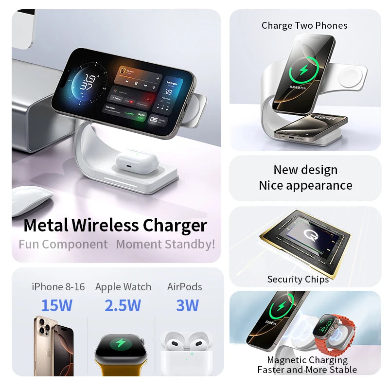 Magnetic Wireless Charger Dock For Phone AirPods Watch - Smarsty