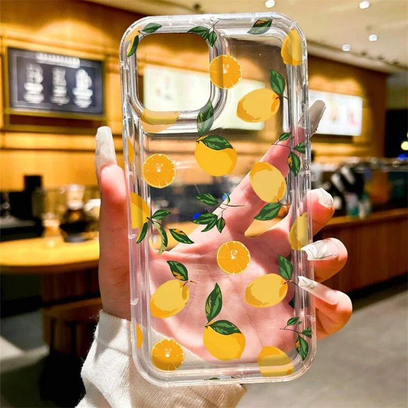 Summer Fresh Fruit Lemon Print TPU Phone Case for IPhone 16 17 15 14 13 12 11 Pro Max 16 Plus 17 Air Cushion Shockproof Cover by Smarsty