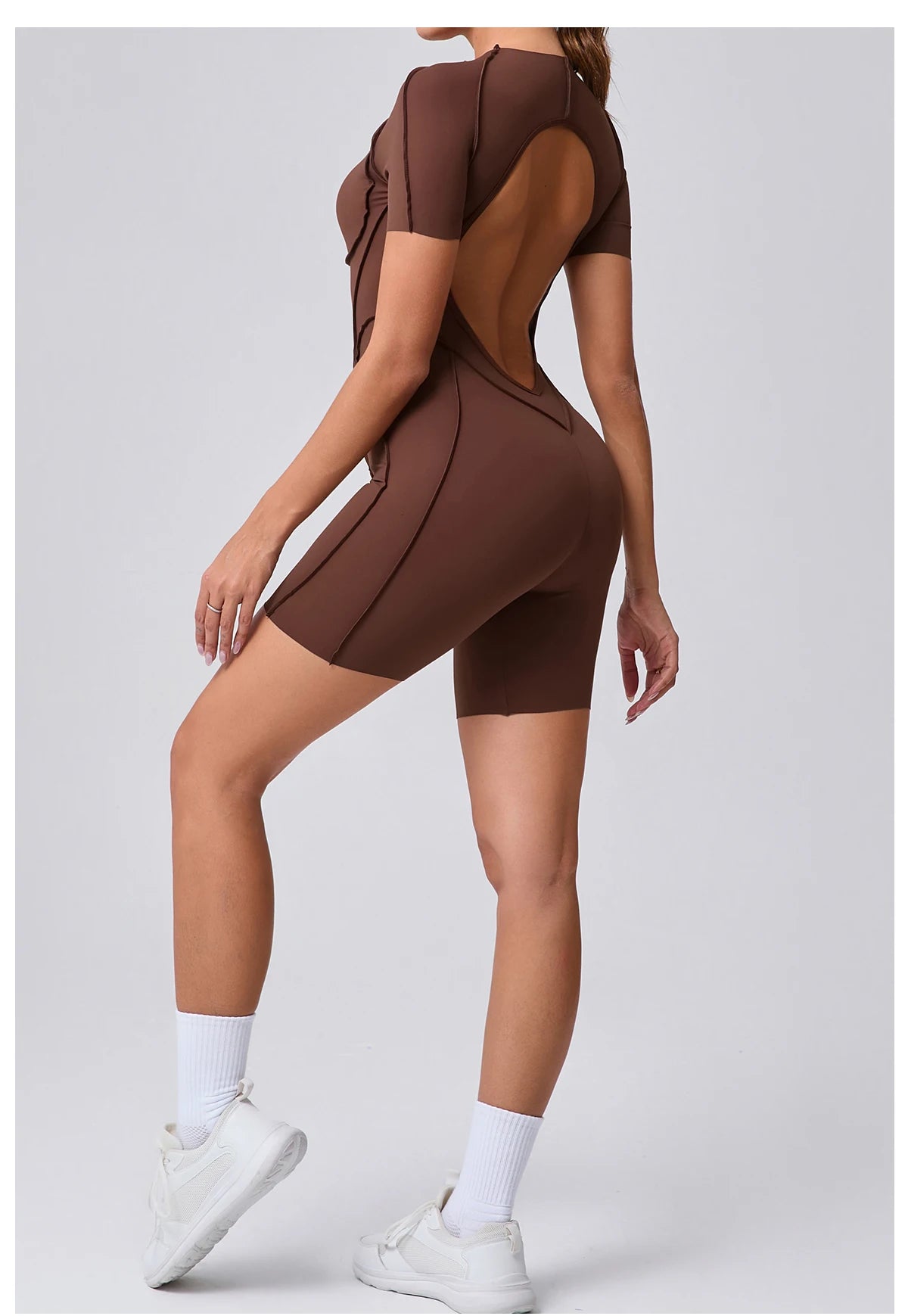 Short Jumpsuit Gym Clothes For Women Sportswear Fitness Overalls Backless Scrunch Booty Yoga Suit Sports Set Outfit - Smarsty