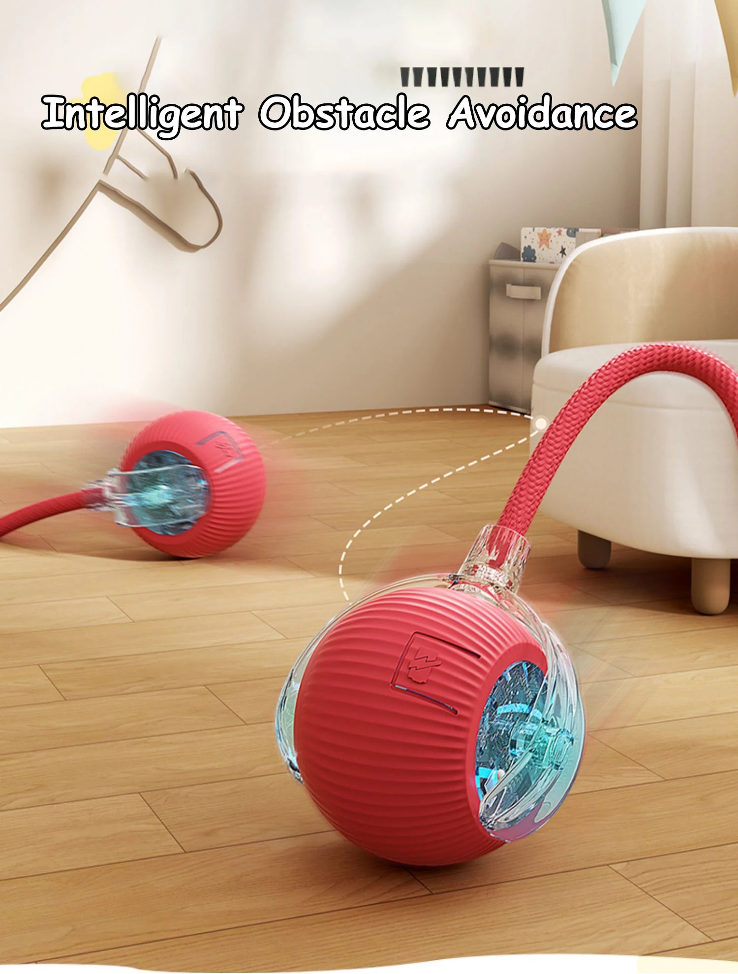 Interactive Rechargeable Cat Toy Ball With Faux Tail - Smarsty