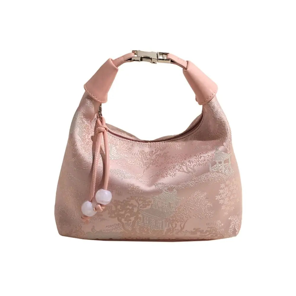 Embroidered Chinese Style Canvas Handbag With Zipper - Smarsty