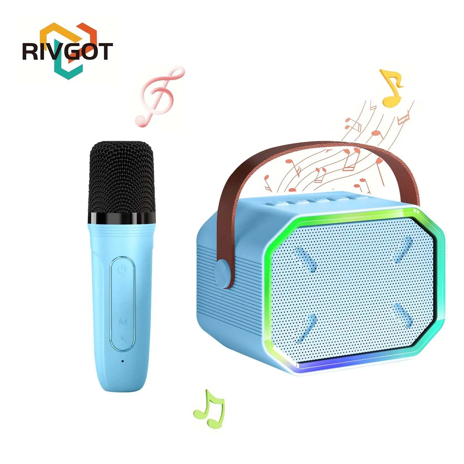 Mini Karaoke Machine for Kids Portable Karaoke Machine Bluetooth Wireless Microphones LDE Light Toys Gifts for Girls Boys - Smarsty