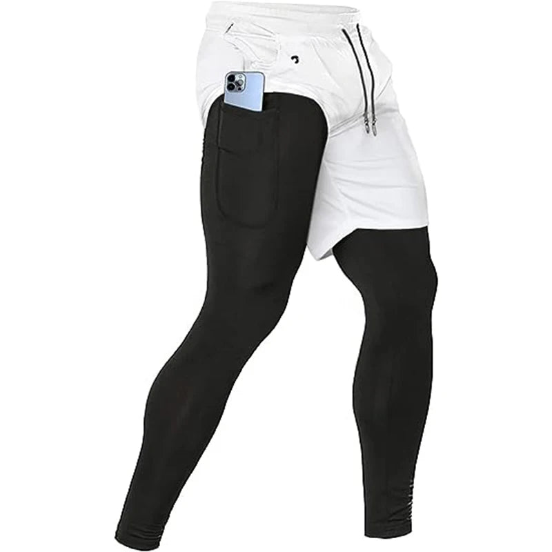 Men's Sport Pants 2 in1 Training Athletic Tracksuits Sportswear Workout Male Jogging Trousers Gym Fitness Running Pants Men - Smarsty