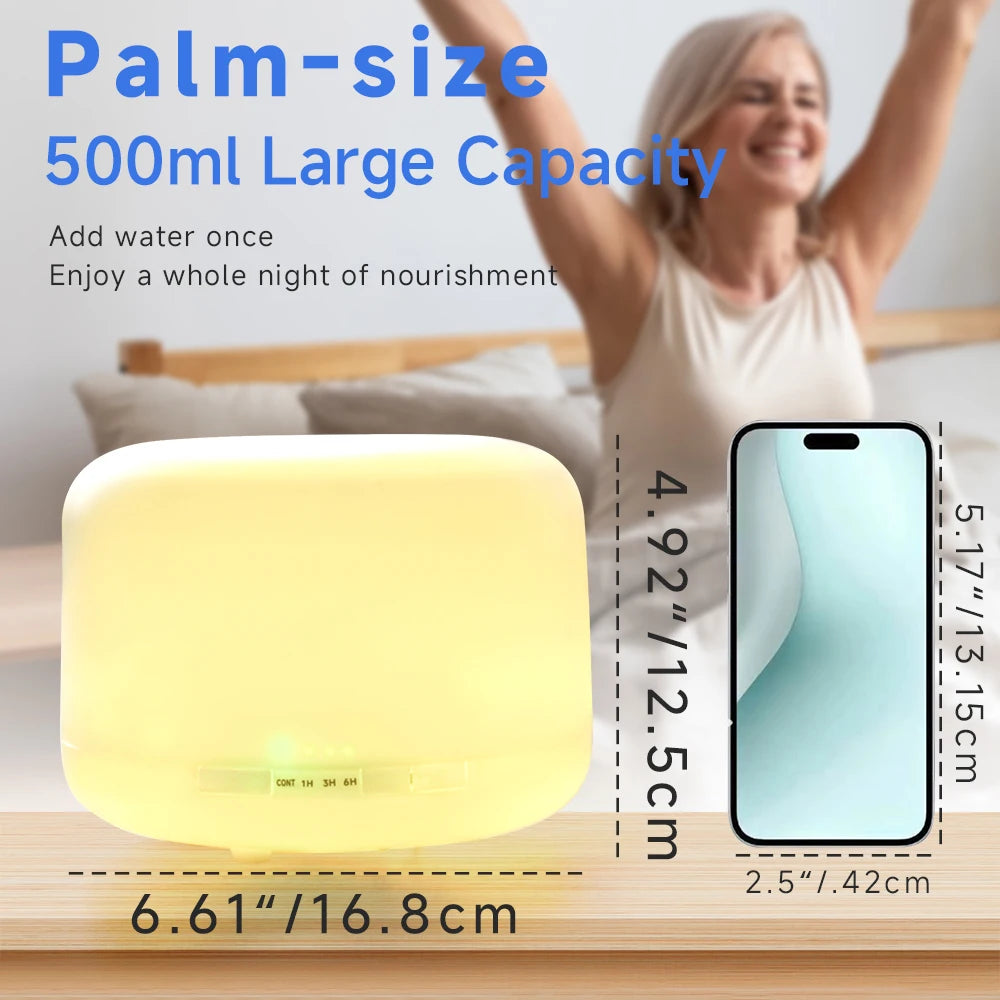 Quiet Aroma Diffuser 500ML Quiet Aroma Diffuser Remote Control Humidifier with LED Light and Auto Off for Office Home Bedroom