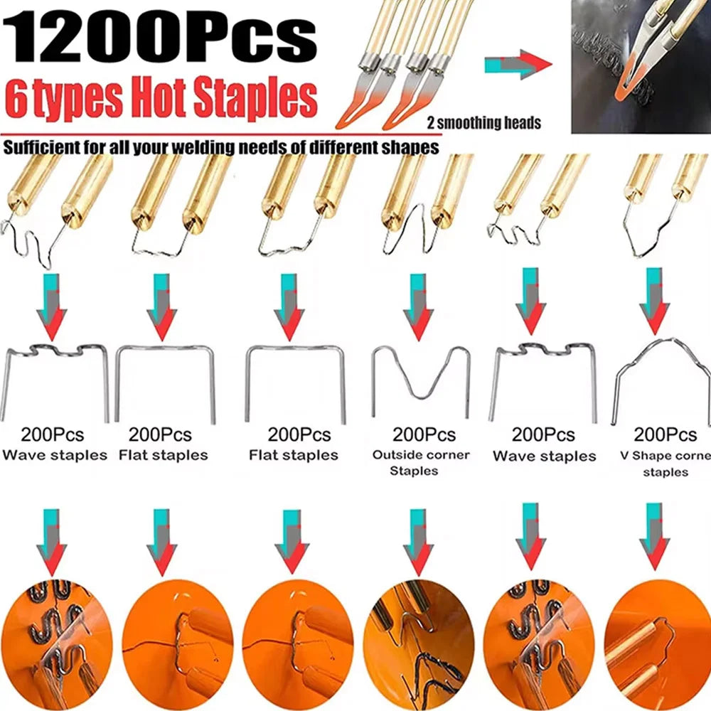 Plastic Welder, 2in-1 Plastic Welding Repair Kit Hot Staples, Hot Staples Weld Gun Repair Kit for Car Bumper And Most Plastics