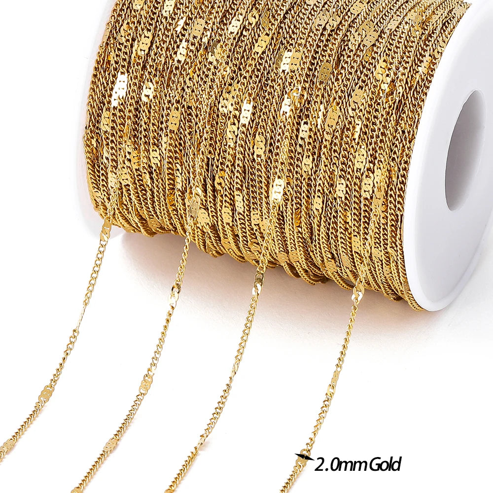 No Fade 2M Gold Stainless Steel Beaded Chain Durable - Smarsty