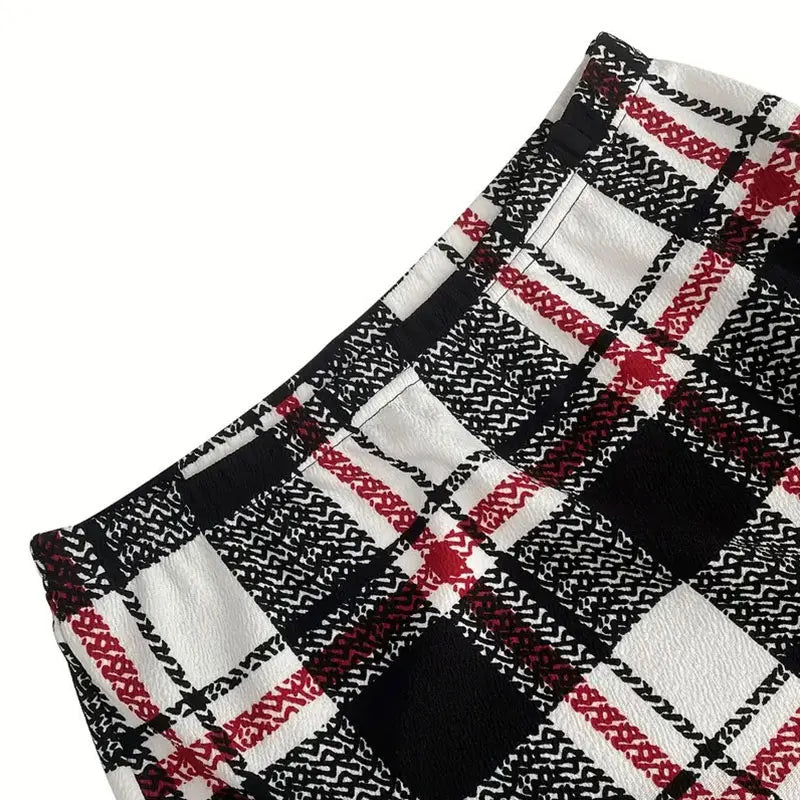 Plaid Skirt Sexy Micro Skirt Offiece Lady Red Green Elegant Pencil Mini Skirts Streetwear High Waist Lady Short Skirt for Women - Smarsty