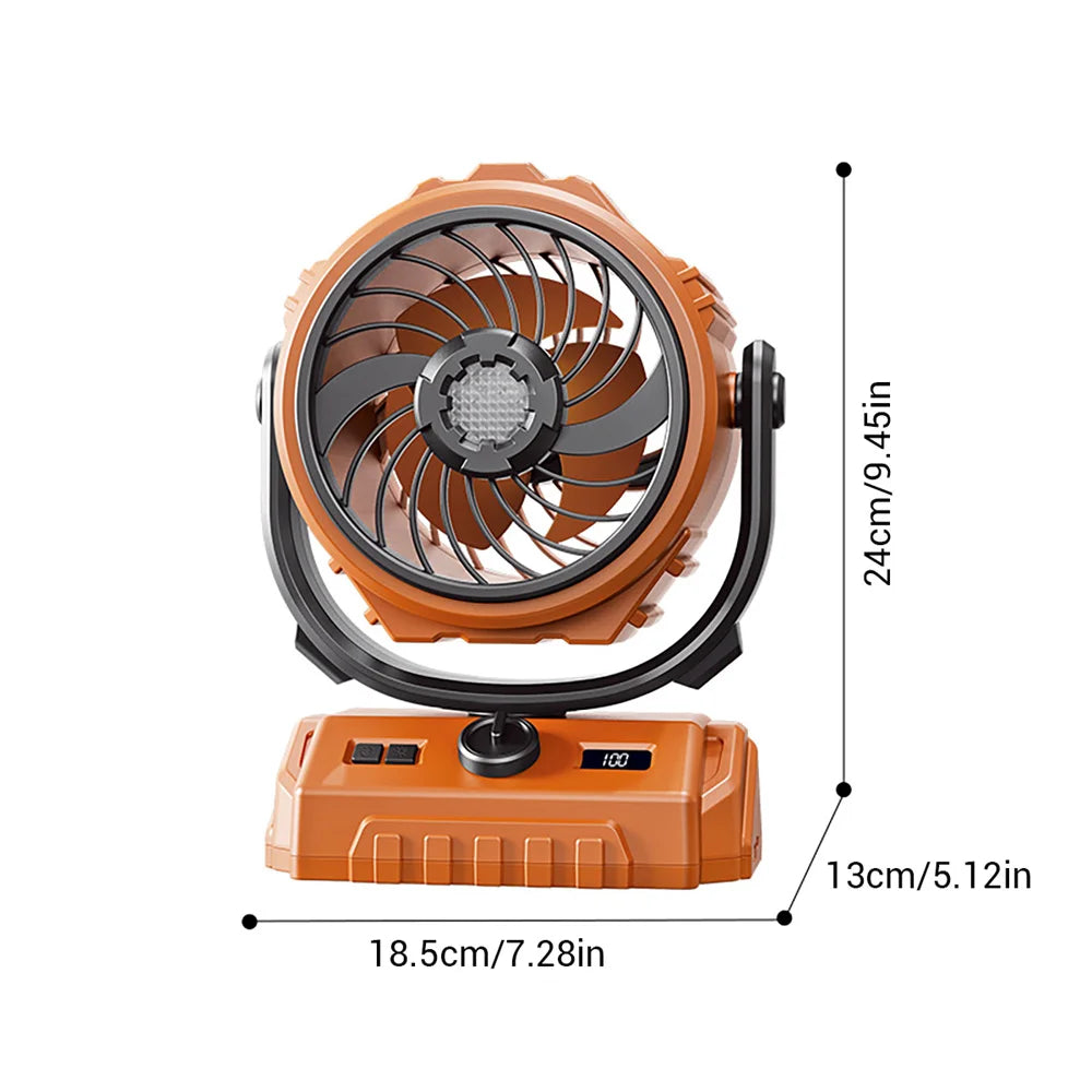 Camping Fan 20000mAh Rechargeable Portable Camping Circulator Fan Wireless Tent Ceiling Fan with LED Light and Hook