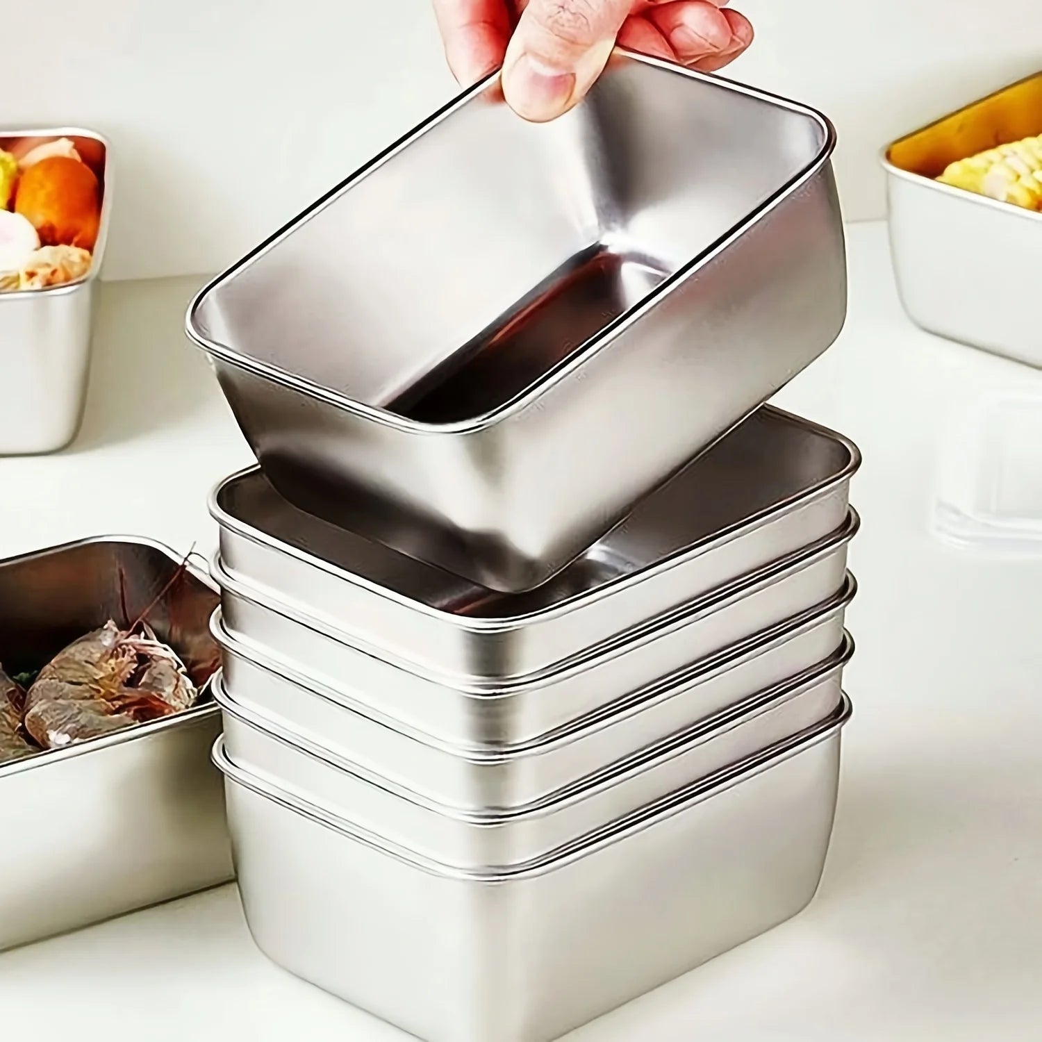 6-Piece Stainless Steel Food Storage Containers Set With Lids - Leakproof, Stackable & Reusable For Camping, Picnics, School - Smarsty