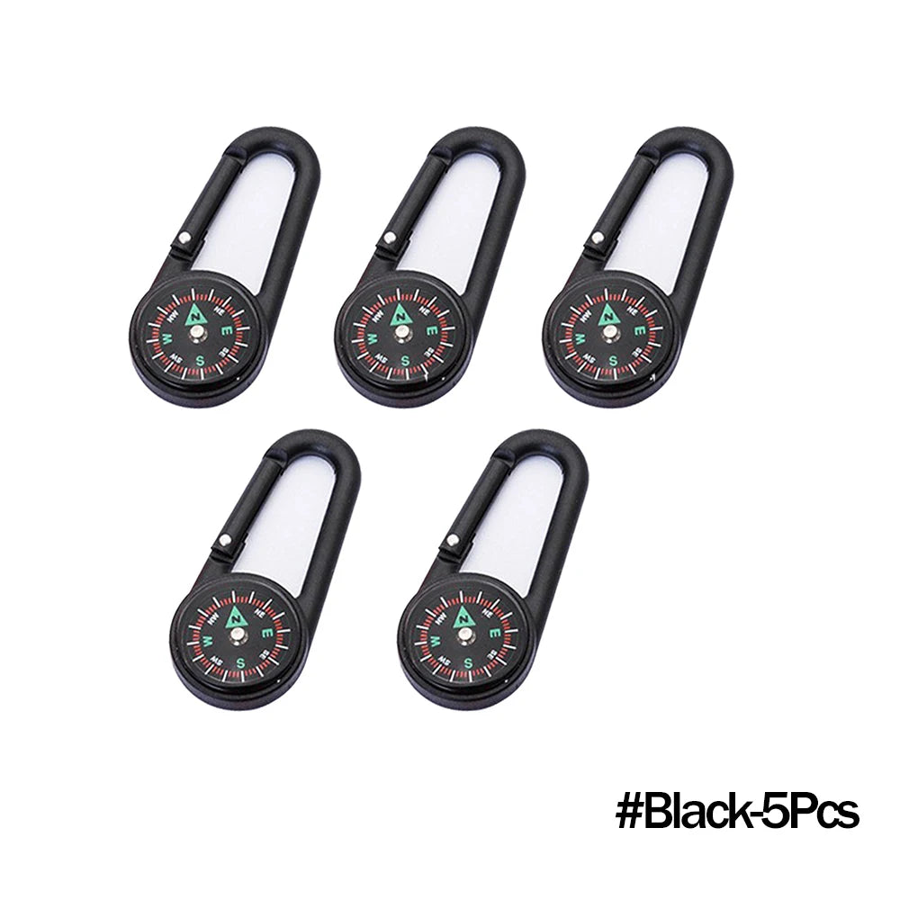 Outdoor Compass Carabiner Mini Camping Keychain Mountaineering Hiking Backpack Buckle with Compass Survival Children Gifts